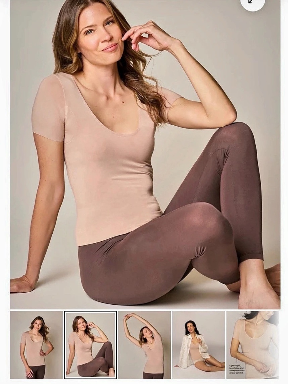 Set of 2 Numi The Signature Undershirt Short Sleeve Top in Black & Almond (tan)